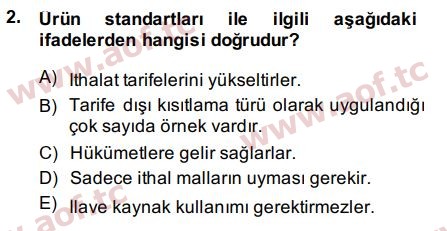 2015 Uluslararası İktisat Politikası Final 2. Çıkmış Sınav Sorusu