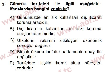 2015 Uluslararası İktisat Politikası Final 3. Çıkmış Sınav Sorusu