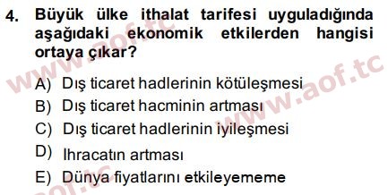 2015 Uluslararası İktisat Politikası Final 4. Çıkmış Sınav Sorusu