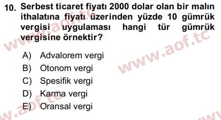 2017 Uluslararası İktisat Politikası Arasınav 10. Çıkmış Sınav Sorusu