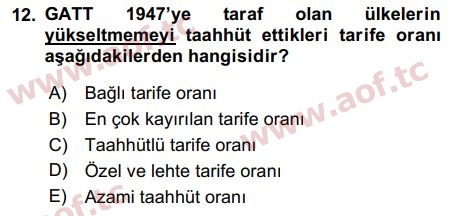 2017 Uluslararası İktisat Politikası Arasınav 12. Çıkmış Sınav Sorusu