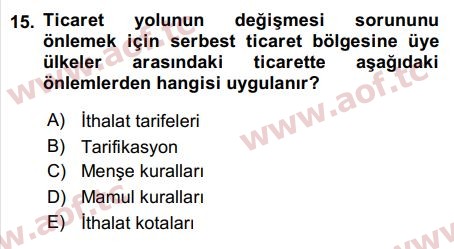 2017 Uluslararası İktisat Politikası Arasınav 15. Çıkmış Sınav Sorusu