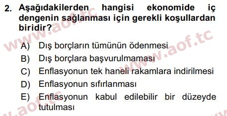 2017 Uluslararası İktisat Politikası Arasınav 2. Çıkmış Sınav Sorusu