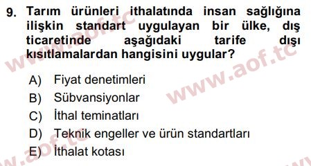 2017 Uluslararası İktisat Politikası Arasınav 9. Çıkmış Sınav Sorusu