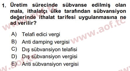 2017 Uluslararası İktisat Politikası Final 1. Çıkmış Sınav Sorusu