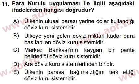 2017 Uluslararası İktisat Politikası Final 11. Çıkmış Sınav Sorusu