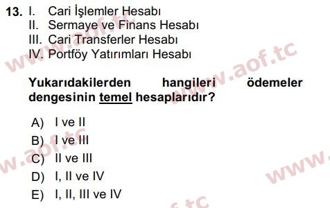 2017 Uluslararası İktisat Politikası Final 13. Çıkmış Sınav Sorusu