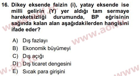 2017 Uluslararası İktisat Politikası Final 16. Çıkmış Sınav Sorusu