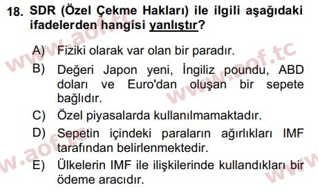 2017 Uluslararası İktisat Politikası Final 18. Çıkmış Sınav Sorusu