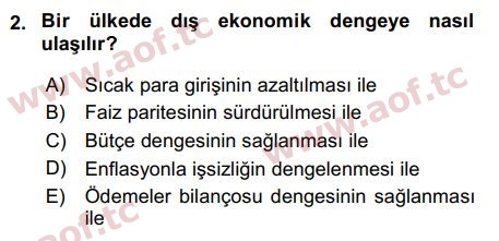 2017 Uluslararası İktisat Politikası Final 2. Çıkmış Sınav Sorusu