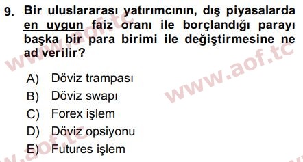 2017 Uluslararası İktisat Politikası Final 9. Çıkmış Sınav Sorusu