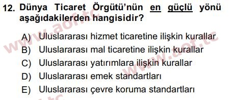 2019 Uluslararası İktisat Politikası Arasınav 12. Çıkmış Sınav Sorusu