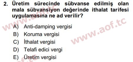 2019 Uluslararası İktisat Politikası Arasınav 2. Çıkmış Sınav Sorusu