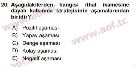 2019 Uluslararası İktisat Politikası Arasınav 20. Çıkmış Sınav Sorusu