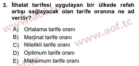 2019 Uluslararası İktisat Politikası Arasınav 3. Çıkmış Sınav Sorusu