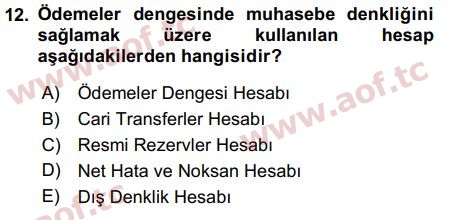 2019 Uluslararası İktisat Politikası Final 12. Çıkmış Sınav Sorusu