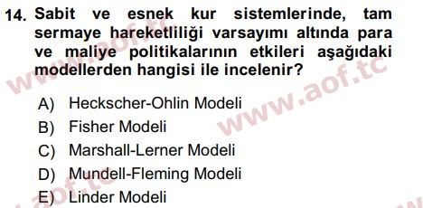 2019 Uluslararası İktisat Politikası Final 14. Çıkmış Sınav Sorusu