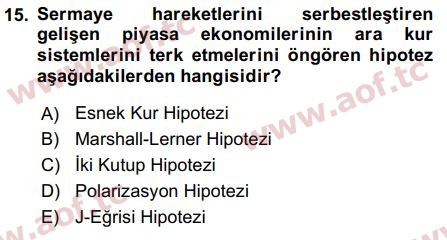 2019 Uluslararası İktisat Politikası Final 15. Çıkmış Sınav Sorusu