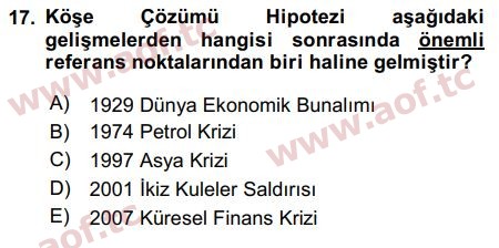 2019 Uluslararası İktisat Politikası Final 17. Çıkmış Sınav Sorusu