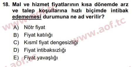 2019 Uluslararası İktisat Politikası Final 18. Çıkmış Sınav Sorusu