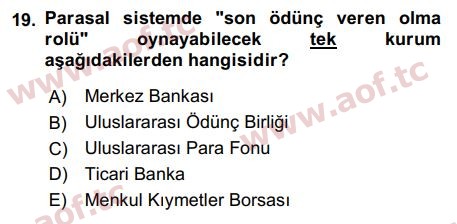 2019 Uluslararası İktisat Politikası Final 19. Çıkmış Sınav Sorusu