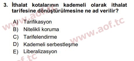 2019 Uluslararası İktisat Politikası Final 3. Çıkmış Sınav Sorusu