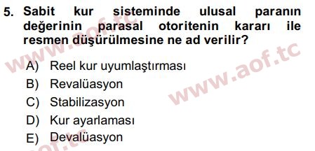 2019 Uluslararası İktisat Politikası Final 5. Çıkmış Sınav Sorusu