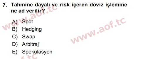 2019 Uluslararası İktisat Politikası Final 7. Çıkmış Sınav Sorusu