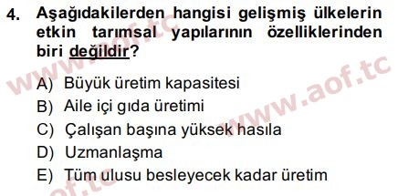 2015 Tarım Ekonomisi ve Tarımsal Politikalar Arasınav 4. Çıkmış Sınav Sorusu