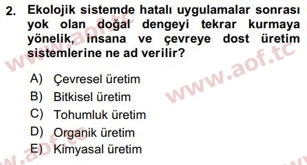 2016 Tarım Ekonomisi ve Tarımsal Politikalar Arasınav 2. Çıkmış Sınav Sorusu