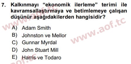 2016 Tarım Ekonomisi ve Tarımsal Politikalar Arasınav 7. Çıkmış Sınav Sorusu