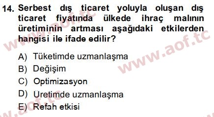 2015 Uluslararası İktisat Teorisi Arasınav 14. Çıkmış Sınav Sorusu