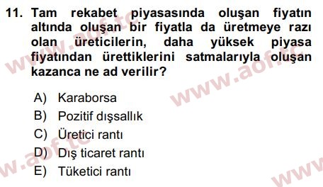 2016 Uluslararası İktisat Teorisi Arasınav 11. Çıkmış Sınav Sorusu