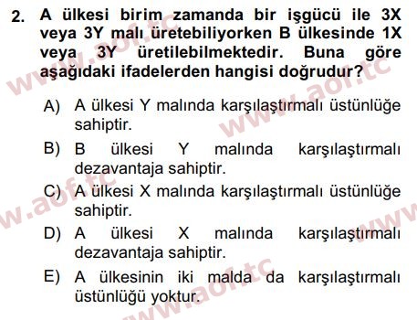 2016 Uluslararası İktisat Teorisi Arasınav 2. Çıkmış Sınav Sorusu