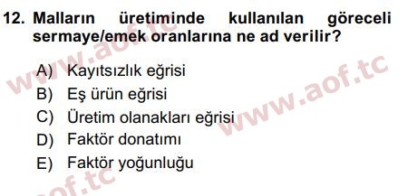 2017 Uluslararası İktisat Teorisi Arasınav 12. Çıkmış Sınav Sorusu