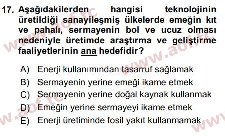 2017 Uluslararası İktisat Teorisi Arasınav 17. Çıkmış Sınav Sorusu