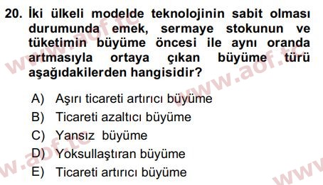 2017 Uluslararası İktisat Teorisi Arasınav 20. Çıkmış Sınav Sorusu