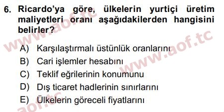 2017 Uluslararası İktisat Teorisi Arasınav 6. Çıkmış Sınav Sorusu