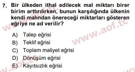 2017 Uluslararası İktisat Teorisi Arasınav 7. Çıkmış Sınav Sorusu