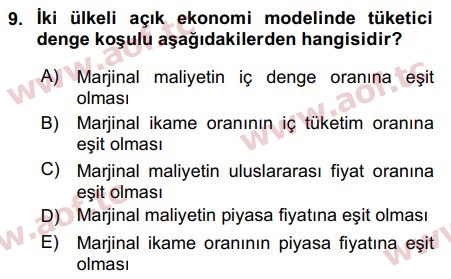 2017 Uluslararası İktisat Teorisi Arasınav 9. Çıkmış Sınav Sorusu