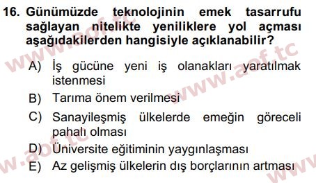 2017 Uluslararası İktisat Teorisi Final 16. Çıkmış Sınav Sorusu