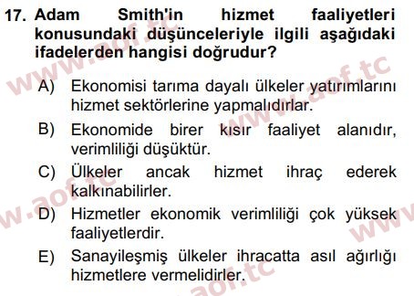 2017 Uluslararası İktisat Teorisi Final 17. Çıkmış Sınav Sorusu