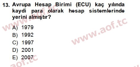 2014 Avrupa Birliği Final 13. Çıkmış Sınav Sorusu