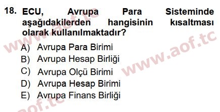 2015 Avrupa Birliği Arasınav 18. Çıkmış Sınav Sorusu