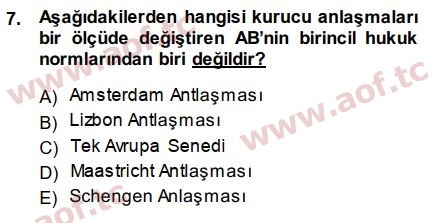 2015 Avrupa Birliği Arasınav 7. Çıkmış Sınav Sorusu