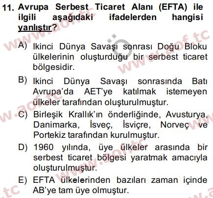 2015 Avrupa Birliği Final 11. Çıkmış Sınav Sorusu