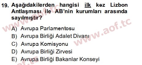 2015 Avrupa Birliği Final 19. Çıkmış Sınav Sorusu