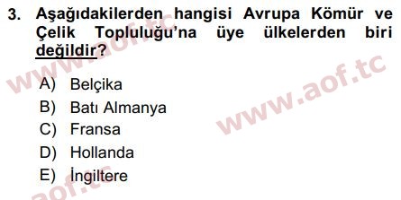 2016 Avrupa Birliği Arasınav 3. Çıkmış Sınav Sorusu