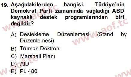 2015 Türkiye Ekonomisi Final 19. Çıkmış Sınav Sorusu