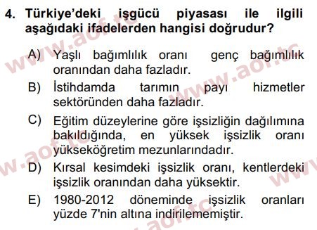 2016 Ikt402u Turkiye Ekonomisi Cikmis Sinav Sorulari Arasinav Aof Cikmis Sinav Sorulari